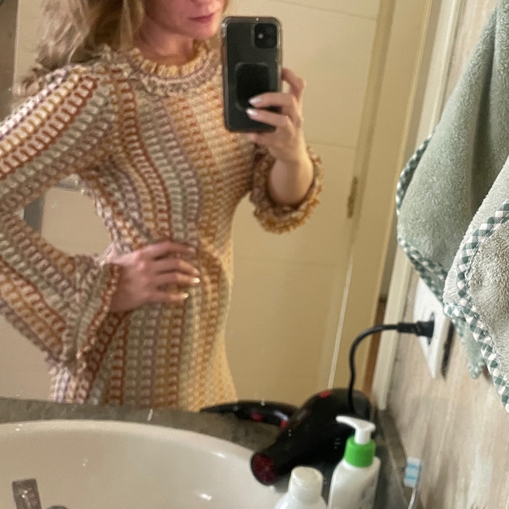 Stylish Beige and Brown Knit Dress